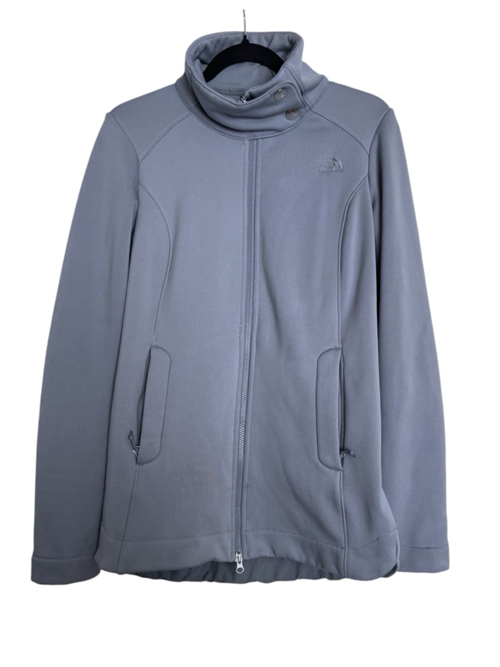 The North Face Fleece Lined Funnel Neck Full Zip Jacket Small Solid Gray